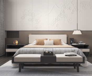New Chinese Style Double Bed-ID:928913526