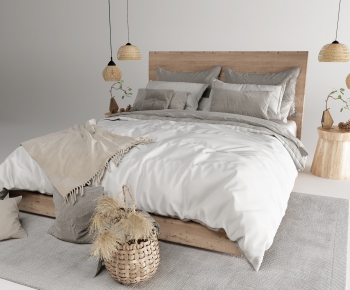 Nordic Style Double Bed-ID:460916873