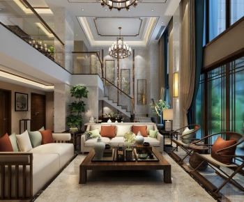 New Chinese Style A Living Room-ID:409885554
