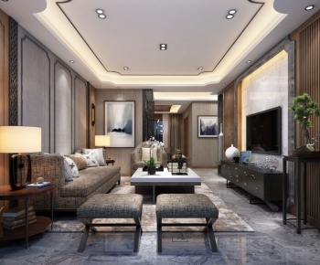 New Chinese Style A Living Room-ID:842316134