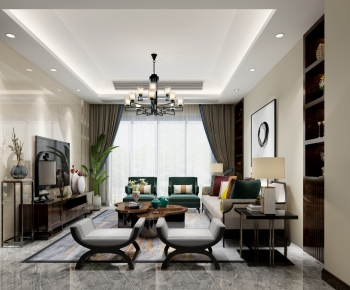 New Chinese Style A Living Room-ID:953779822