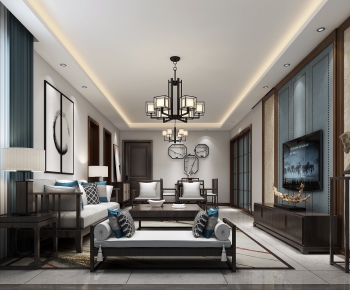 New Chinese Style A Living Room-ID:243257478