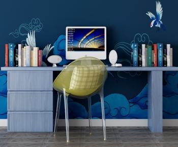 Modern Computer Desk And Chair-ID:687388866