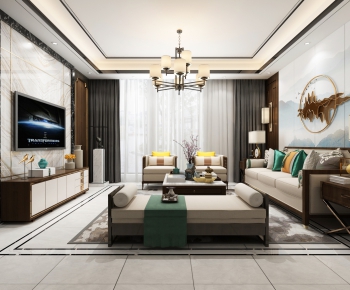New Chinese Style A Living Room-ID:348571182