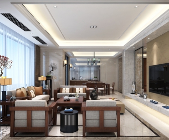 New Chinese Style A Living Room-ID:966474283