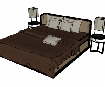 New Chinese Style Double Bed-ID:970061533