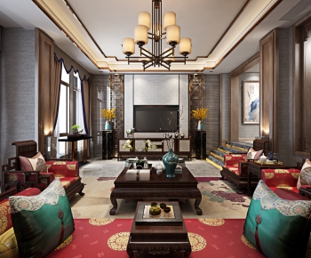 New Chinese Style A Living Room-ID:700598375