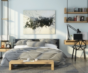 Nordic Style Double Bed-ID:739245875