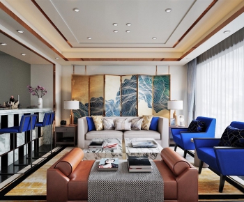 New Chinese Style A Living Room-ID:874376156