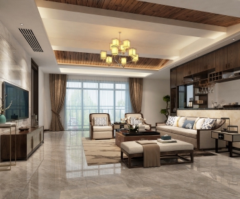 New Chinese Style A Living Room-ID:475002946