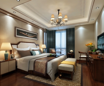 New Chinese Style Bedroom-ID:595930632