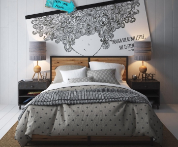 Modern Double Bed-ID:748743724