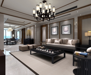 New Chinese Style A Living Room-ID:423428562