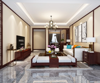 New Chinese Style A Living Room-ID:583891813