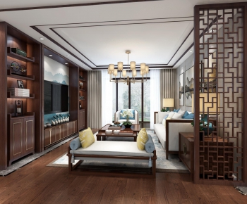 New Chinese Style A Living Room-ID:358555366