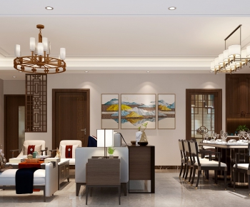 New Chinese Style A Living Room-ID:753872883