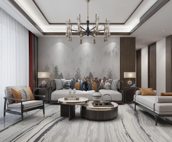 New Chinese Style A Living Room-ID:663768914