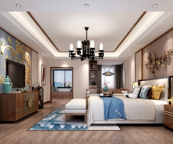 New Chinese Style Bedroom-ID:393886755