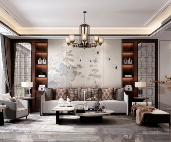 New Chinese Style A Living Room-ID:874929199