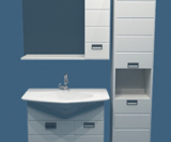 现代卫浴柜架镜子水槽-ID:342284444