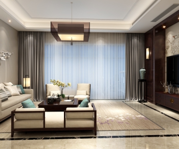 New Chinese Style A Living Room-ID:677350666