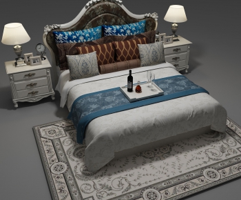 Simple European Style Double Bed-ID:661573787