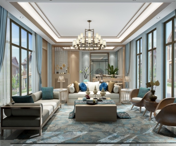 New Chinese Style A Living Room-ID:652646535