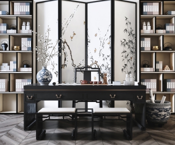 New Chinese Style Computer Desk And Chair-ID:719120656