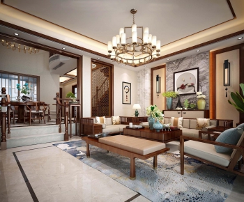 New Chinese Style A Living Room-ID:227859447