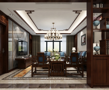 New Chinese Style A Living Room-ID:231836747