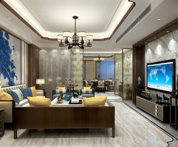 New Chinese Style A Living Room-ID:756068236