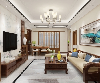 New Chinese Style A Living Room-ID:571366838