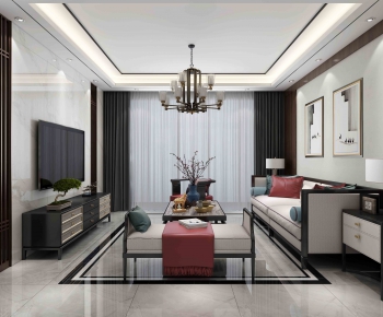 New Chinese Style A Living Room-ID:205356985