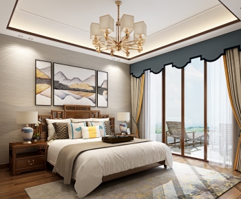 New Chinese Style Bedroom-ID:600279451