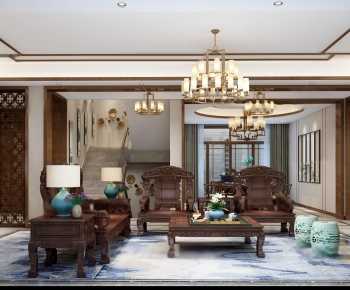 Chinese Style A Living Room-ID:540335789