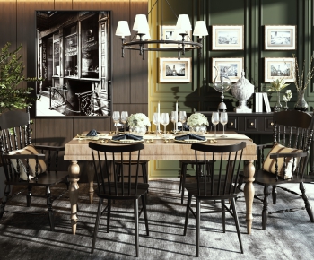 American Style Dining Table And Chairs-ID:608252852