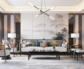New Chinese Style A Living Room-ID:741300677