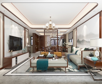 New Chinese Style A Living Room-ID:942518436