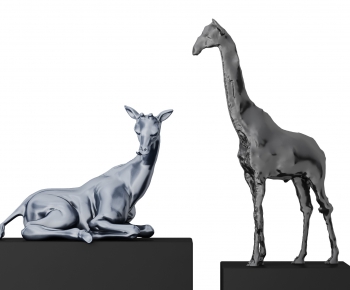 现代长颈鹿雕塑摆件-ID:989358995