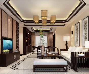 New Chinese Style A Living Room-ID:446185939