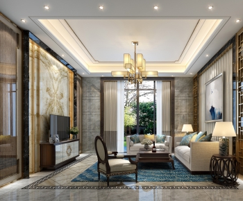 New Chinese Style A Living Room-ID:836801143