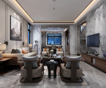 New Chinese Style A Living Room-ID:659734172