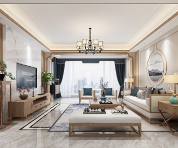 New Chinese Style A Living Room-ID:865715624