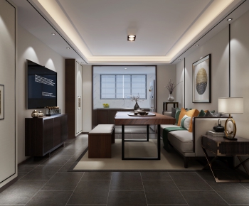 New Chinese Style A Living Room-ID:973490836