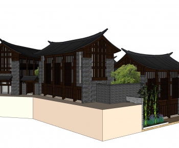 New Chinese Style Building Appearance-ID:909639361