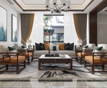 New Chinese Style A Living Room-ID:846878851