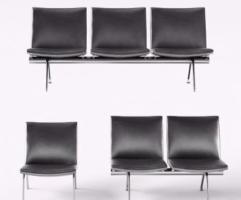 现代不锈钢黑色皮质等待椅休息椅-ID:187277888