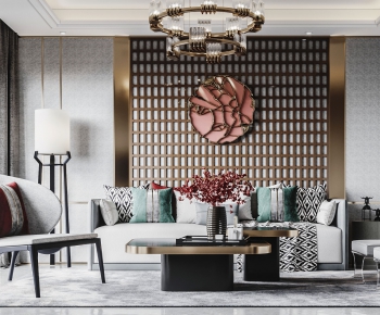 New Chinese Style A Living Room-ID:574040492