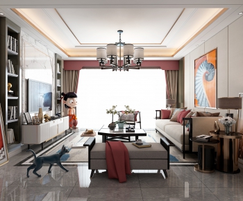 New Chinese Style A Living Room-ID:205751166
