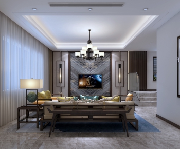 New Chinese Style A Living Room-ID:231560647